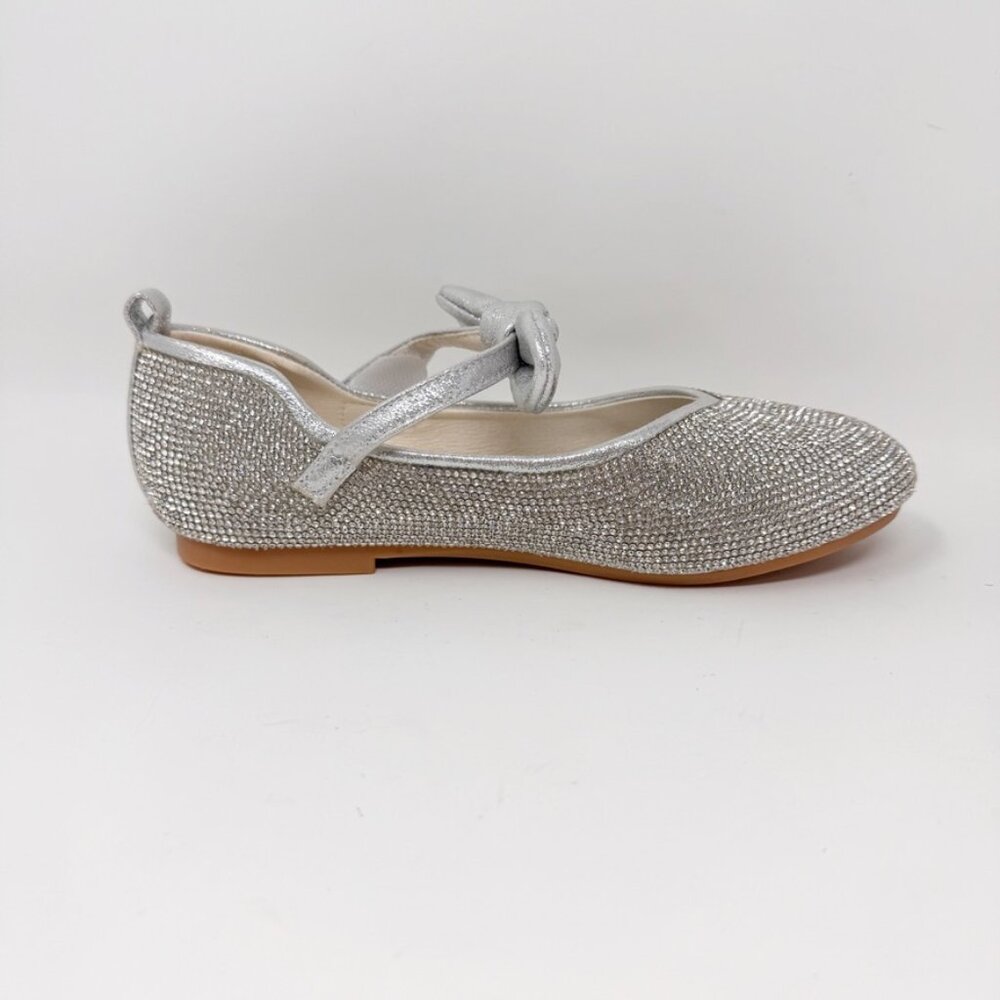 Princess Girls Silver Rhinestone Hook & Loop Mary Jane Shoes  Size 4.5 US 36 EU - Picture 2 of 11